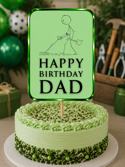 Cake Topper | Personalised Metal Detecting Cake Topper | Metal Detecting Party Supplies - Dinky Designs