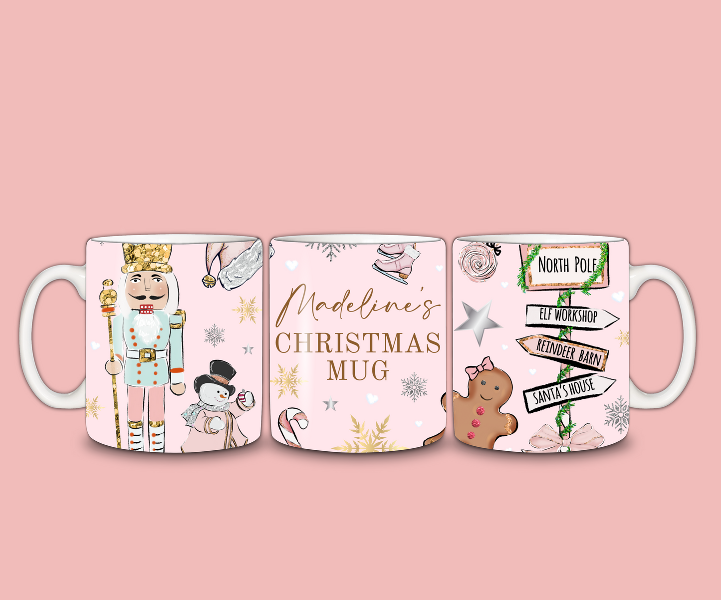 Christmas Mug | Personalised Pink Nutcracker Gingerbread Mug | Gift Idea