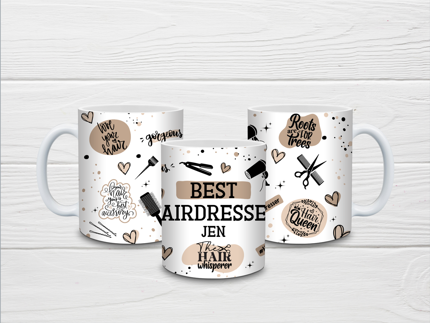 Personalised Hairdresser Mug | Beige Best Hairdresser Quote Mug | Gift Idea