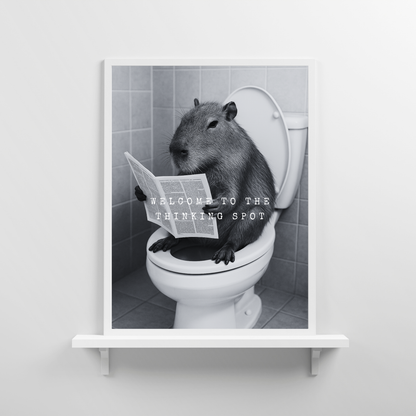 Bathroom Print | Welcome To The Thinking Spot | Capybara Print | Bathroom Decor - Dinky Designs