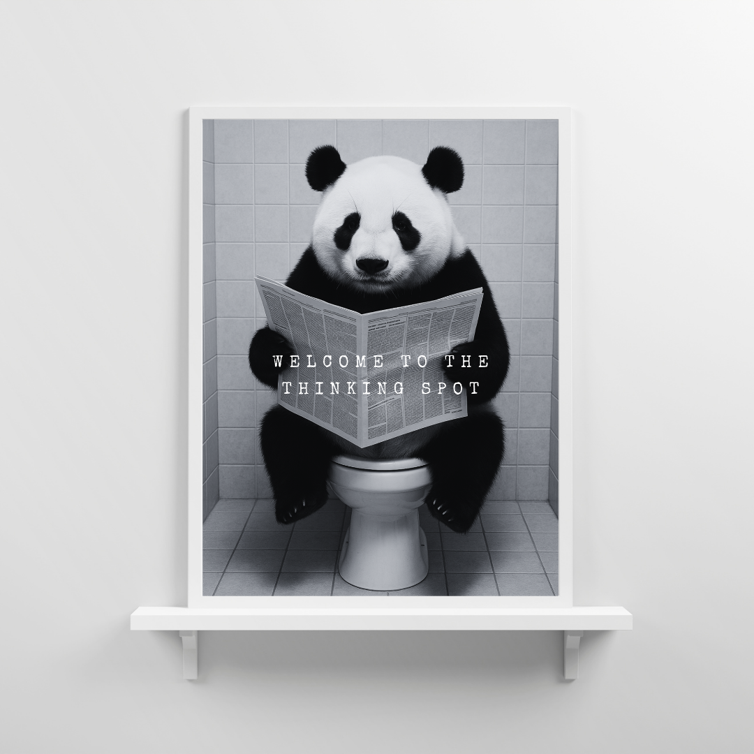 Bathroom Print | Welcome To The Thinking Spot | Panda Print | Bathroom Decor - Dinky Designs