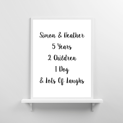 Family Print | Personalised Couple Print | Life Print | Family Gift - Dinky Designs