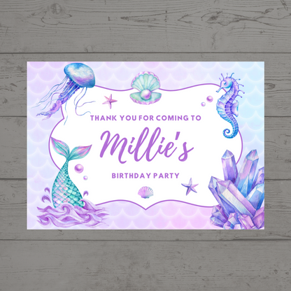 Rectangle Stickers | Mermaid  Birthday Party Stickers | Party Bag Stickers