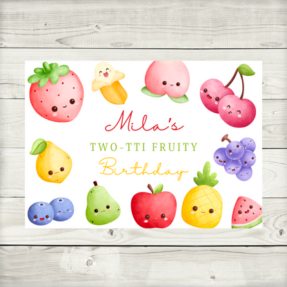 Rectangle Stickers | Fruit Birthday Party Stickers | Party Bag Stickers