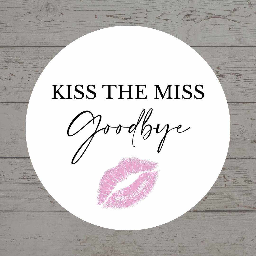 Hen Party Circle Stickers | Kiss The Miss Goodbye | Hen Do Stickers | Hen Party Party Bag Labels