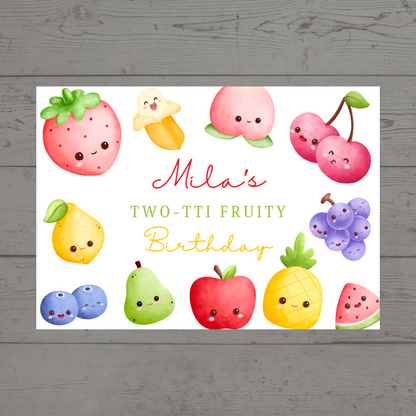 Rectangle Stickers | Fruit Birthday Party Stickers | Party Bag Stickers