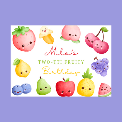 Rectangle Stickers | Fruit Birthday Party Stickers | Party Bag Stickers