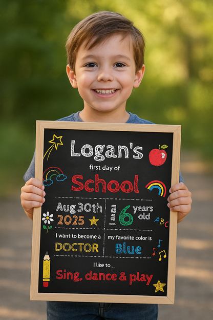 Children's First Day Of School | New School Year | School Milestone Print | Memories Keepsake