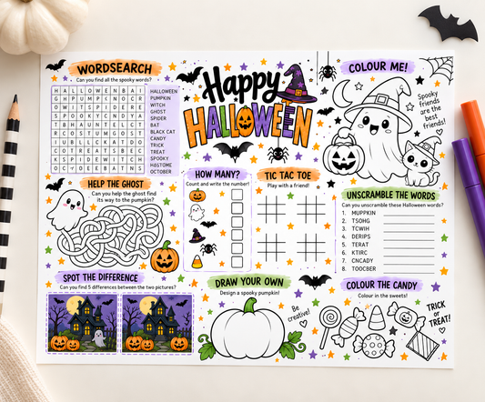A4 Halloween Activity Sheet | Halloween Colouring Page | Halloween Party Favours