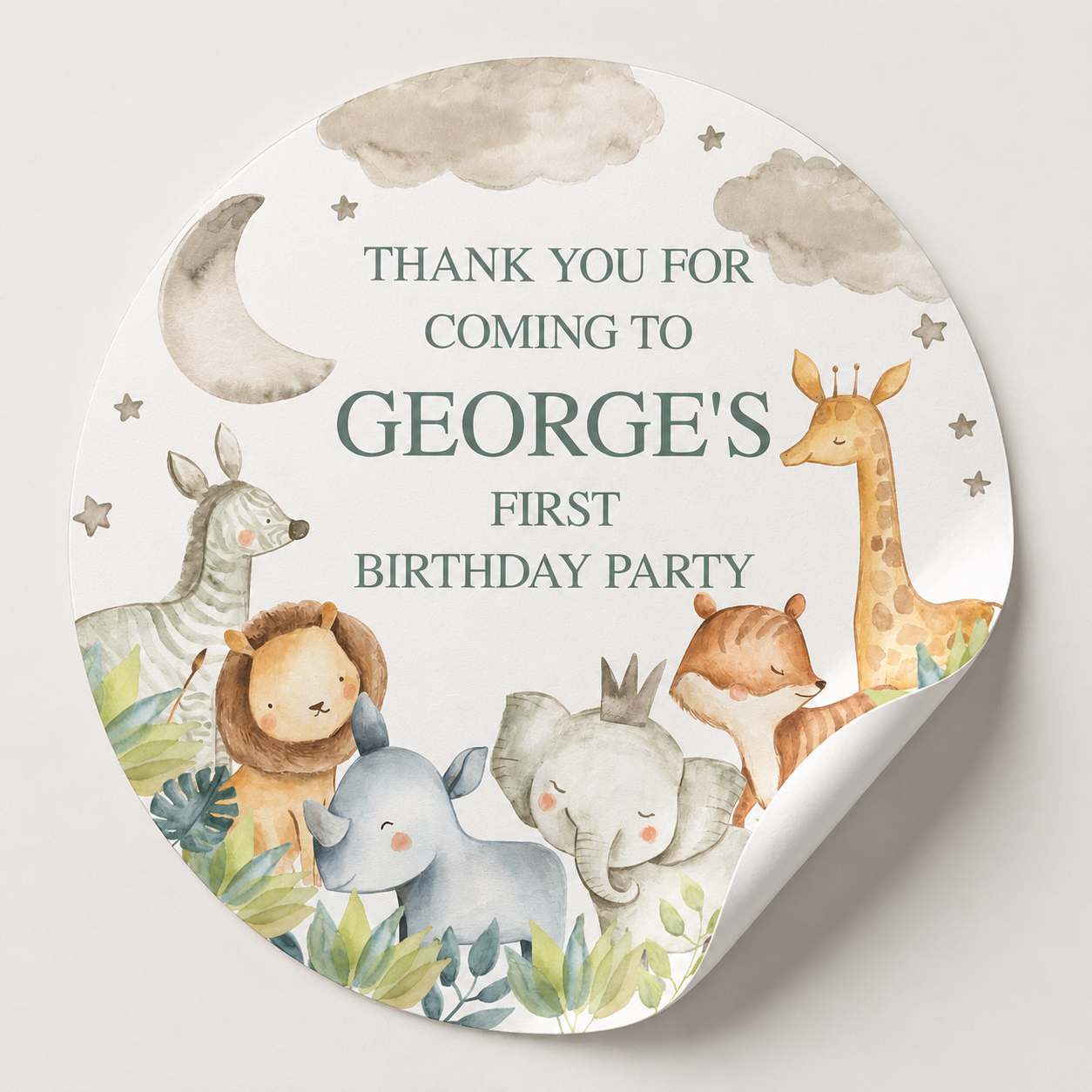Safari Animal Stickers | Circle Stickers | Jungle Animal Stickers | Sticker Sheet | Party Stickers | Animal Party Theme