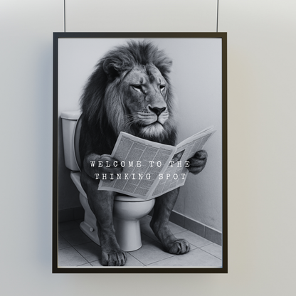 Bathroom Print | Welcome To The Thinking Spot | Lion Print | Bathroom Decor