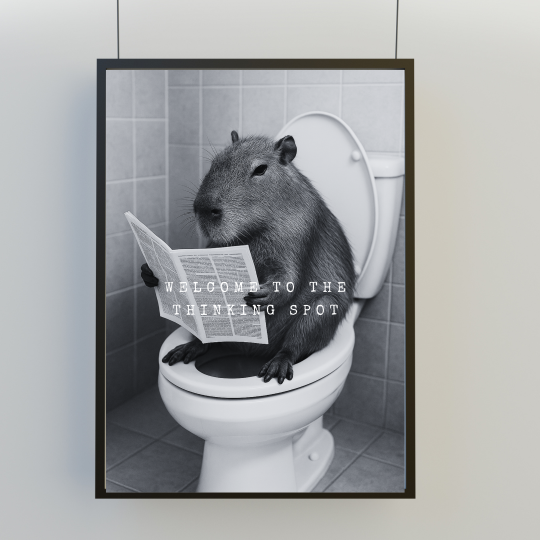 Bathroom Print | Welcome To The Thinking Spot | Capybara Print | Bathroom Decor - Dinky Designs