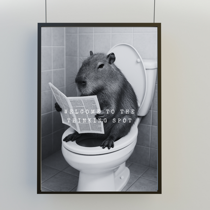 Bathroom Print | Welcome To The Thinking Spot | Capybara Print | Bathroom Decor - Dinky Designs