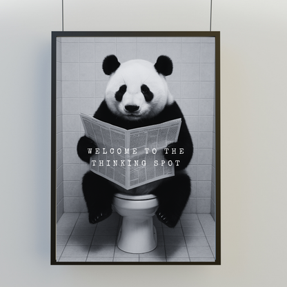 Bathroom Print | Welcome To The Thinking Spot | Panda Print | Bathroom Decor - Dinky Designs