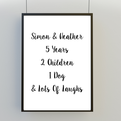 Family Print | Personalised Couple Print | Life Print | Family Gift - Dinky Designs