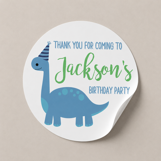 Dinosaur Theme Birthday, Party Stickers | 45mm Stickers | Dinosaur Sticker Sheet