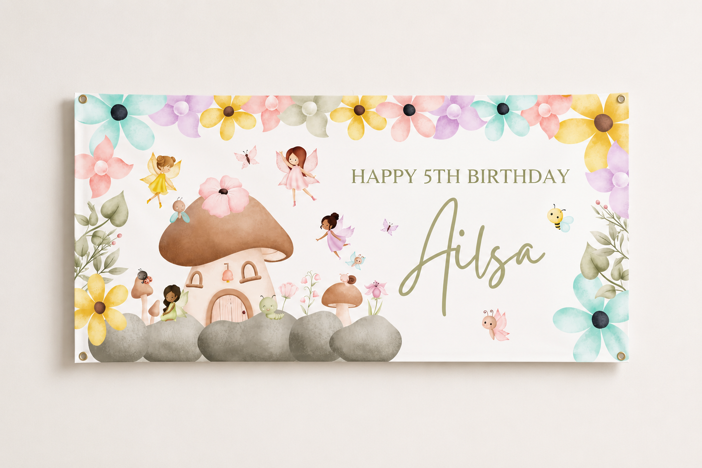 Fairy Banner | Personalised Fairy Party Banner | Fairy Party Theme - Dinky Designs