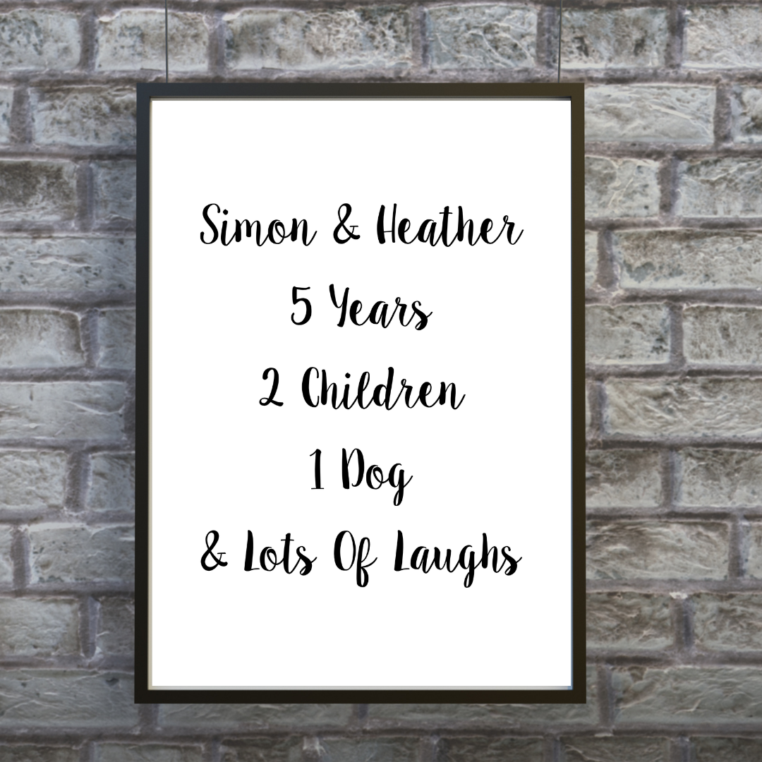 Family Print | Personalised Couple Print | Life Print | Family Gift - Dinky Designs