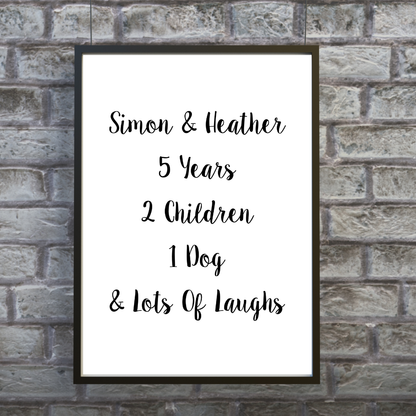Family Print | Personalised Couple Print | Life Print | Family Gift - Dinky Designs