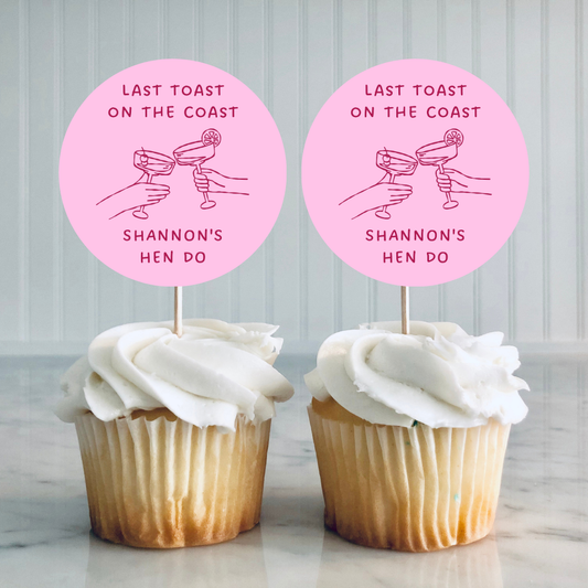 Pink Hen Party Cupcake Toppers | Pink Birthday Cupcake Toppers | Party Decorations