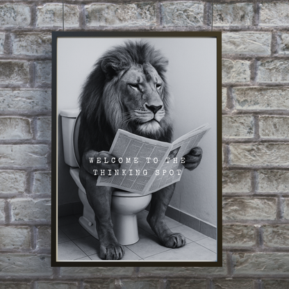 Bathroom Print | Welcome To The Thinking Spot | Lion Print | Bathroom Decor