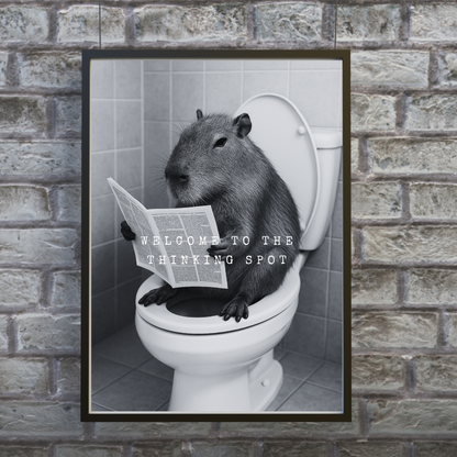 Bathroom Print | Welcome To The Thinking Spot | Capybara Print | Bathroom Decor - Dinky Designs