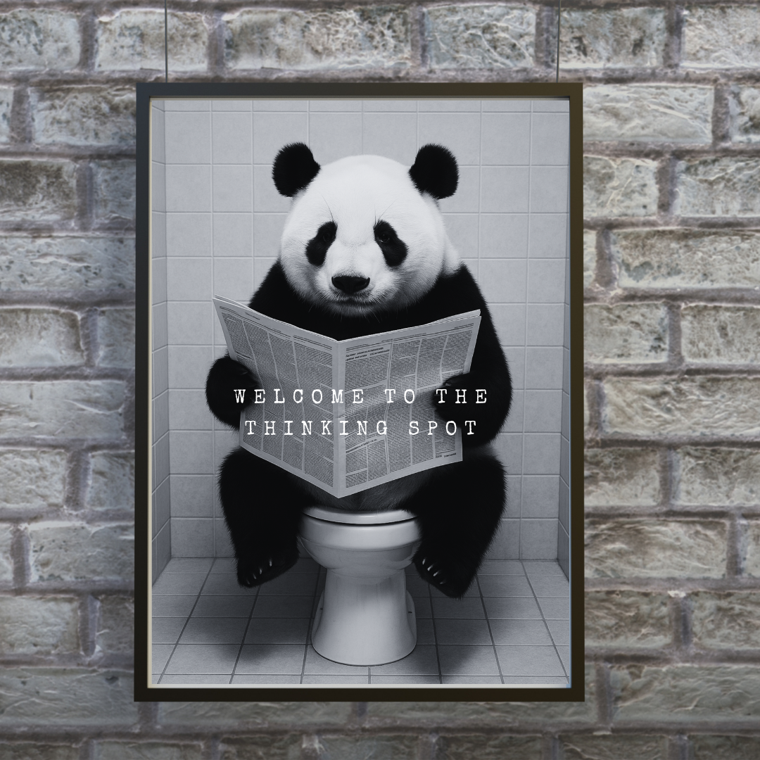 Bathroom Print | Welcome To The Thinking Spot | Panda Print | Bathroom Decor - Dinky Designs
