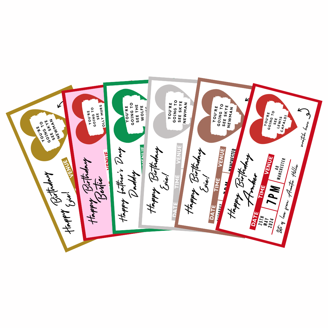Surprise Concert Ticket Print | Personalised Gold Concert Ticket | Scratch Reveal | Gift Idea