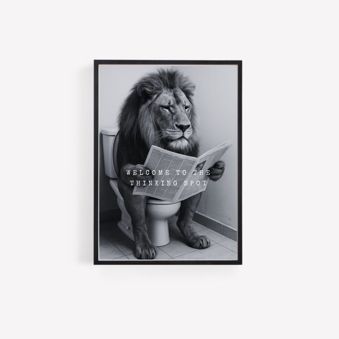 Bathroom Print | Welcome To The Thinking Spot | Lion Print | Bathroom Decor