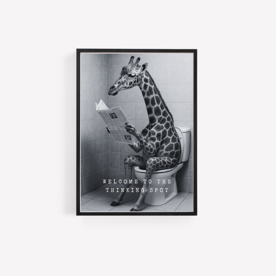 Bathroom Print | Welcome To The Thinking Spot | Giraffe Print | Bathroom Decor - Dinky Designs