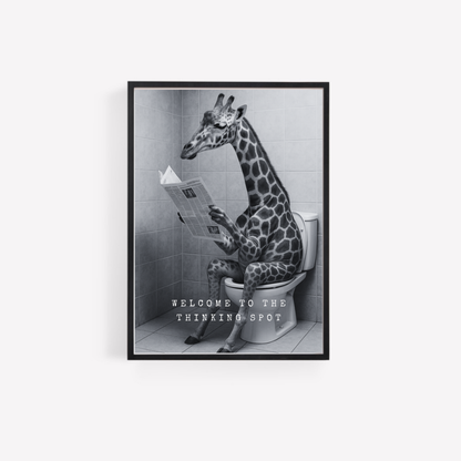 Bathroom Print | Welcome To The Thinking Spot | Giraffe Print | Bathroom Decor - Dinky Designs