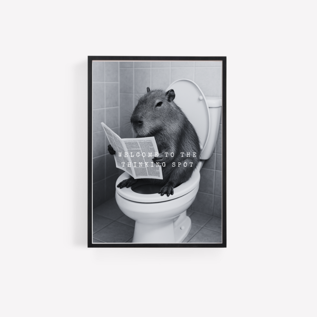 Bathroom Print | Welcome To The Thinking Spot | Capybara Print | Bathroom Decor - Dinky Designs