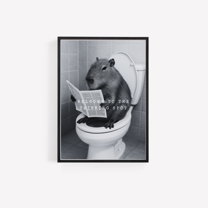 Bathroom Print | Welcome To The Thinking Spot | Capybara Print | Bathroom Decor - Dinky Designs