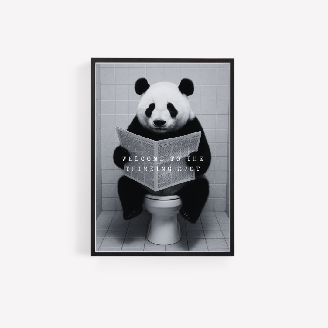 Bathroom Print | Welcome To The Thinking Spot | Panda Print | Bathroom Decor - Dinky Designs