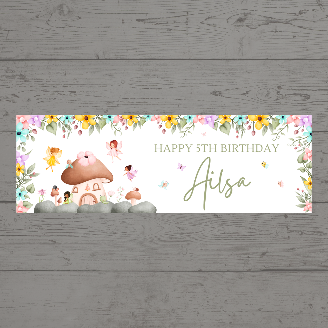 Fairy Photo Banner | Personalised Party Banner | Fairy Theme - Dinky Designs