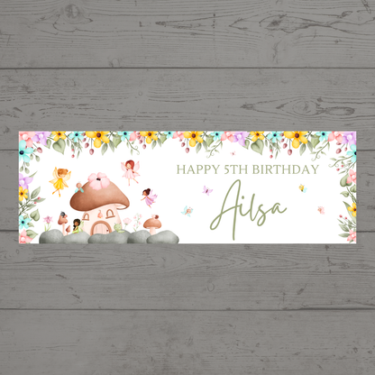 Fairy Photo Banner | Personalised Party Banner | Fairy Theme - Dinky Designs