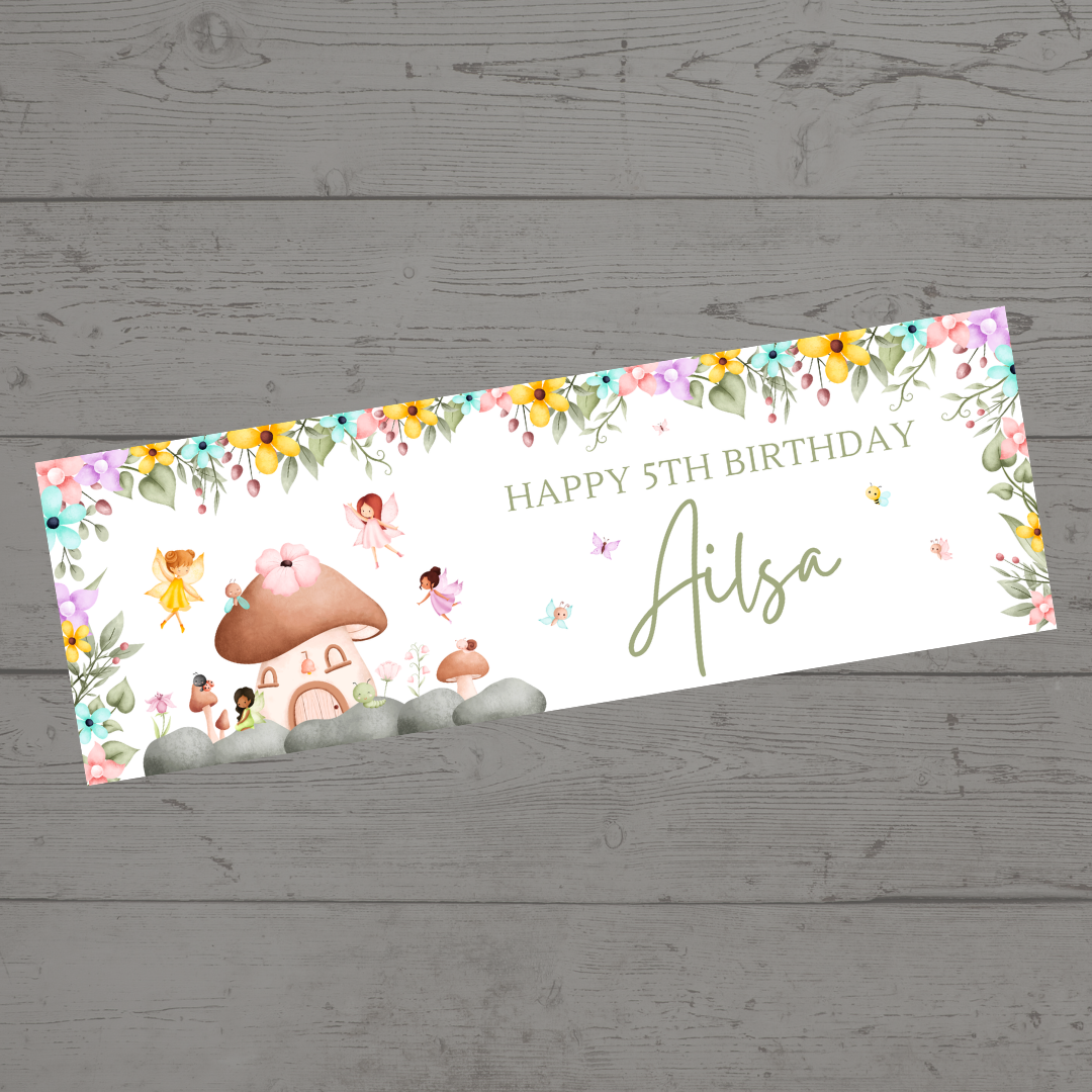 Fairy Photo Banner | Personalised Party Banner | Fairy Theme - Dinky Designs