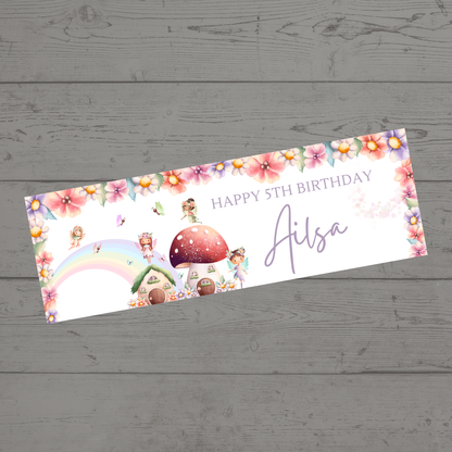 Fairy Photo Banner | Personalised Party Banner | Fairy Theme - Dinky Designs