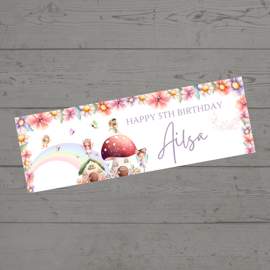 Fairy Photo Banner | Personalised Party Banner | Fairy Theme - Dinky Designs