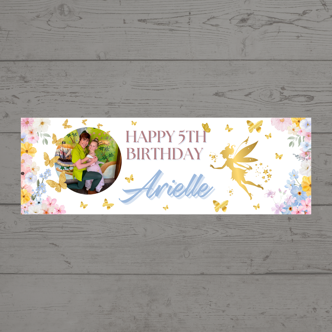Fairy Photo Banner | Personalised Party Banner | Fairy Theme - Dinky Designs
