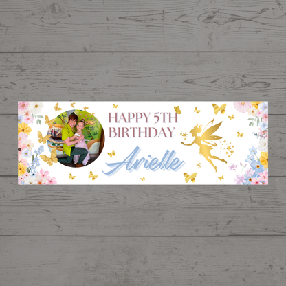 Fairy Photo Banner | Personalised Party Banner | Fairy Theme - Dinky Designs