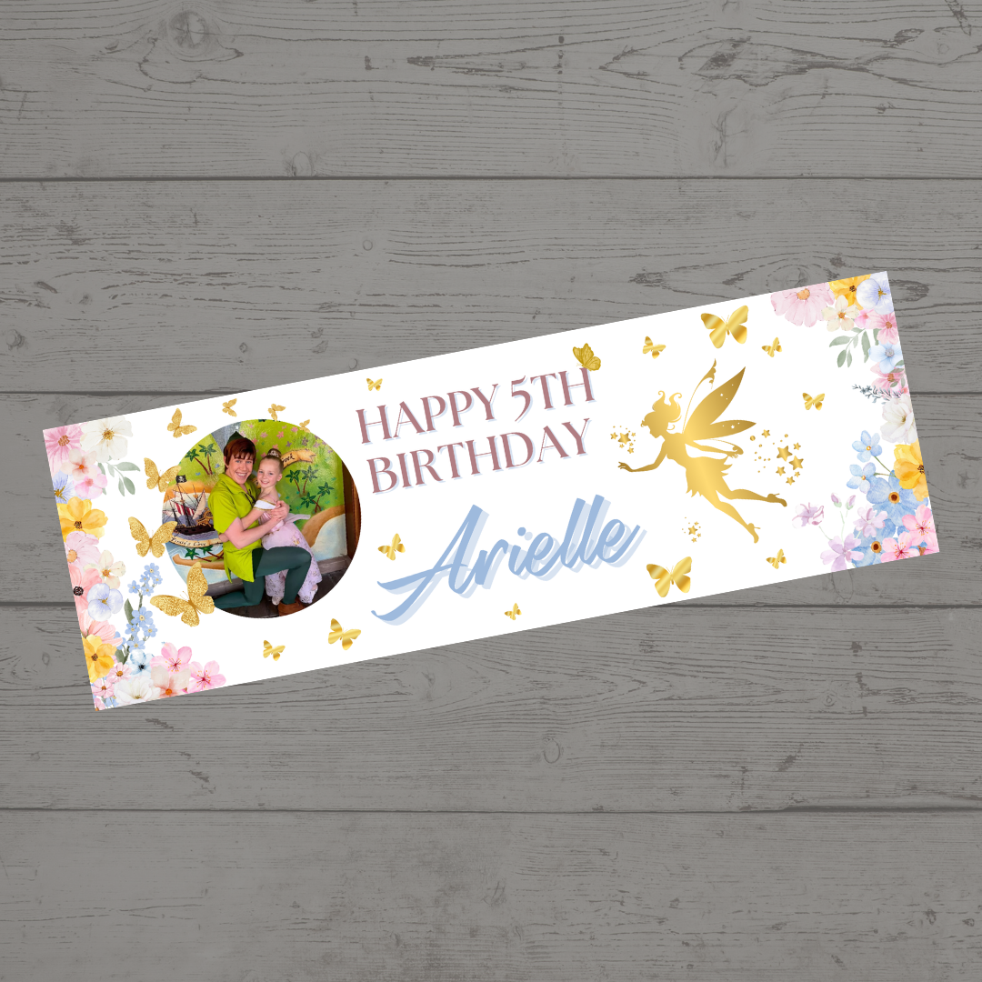 Fairy Photo Banner | Personalised Party Banner | Fairy Theme - Dinky Designs