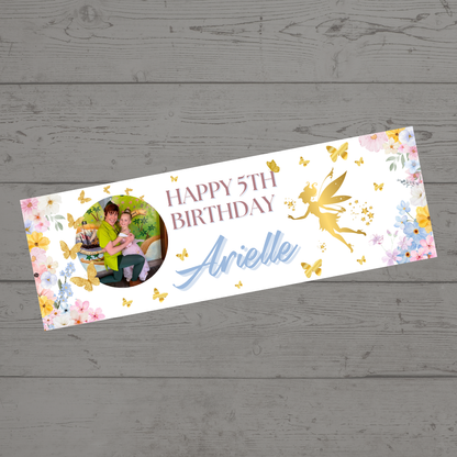 Fairy Photo Banner | Personalised Party Banner | Fairy Theme - Dinky Designs