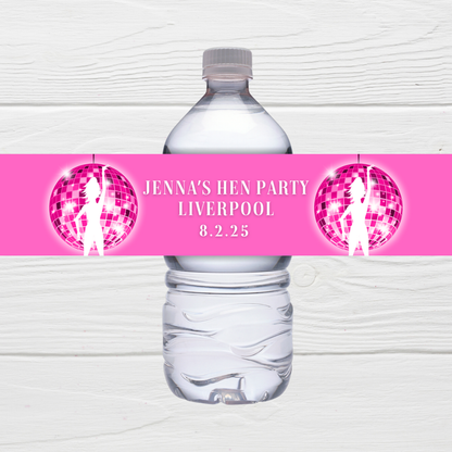 Pink Disco Design | Water Bottle Labels | Water Bottle Labels | Hen Party, Birthday Party - Dinky Designs