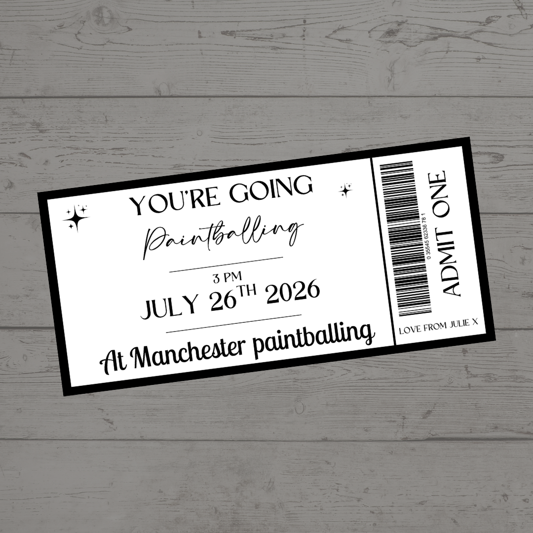 Surprise Ticket Print | Personalised Black & White Ticket Voucher | Gift Idea