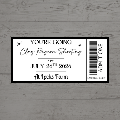 Surprise Ticket Print | Personalised Black & White Ticket Voucher | Gift Idea