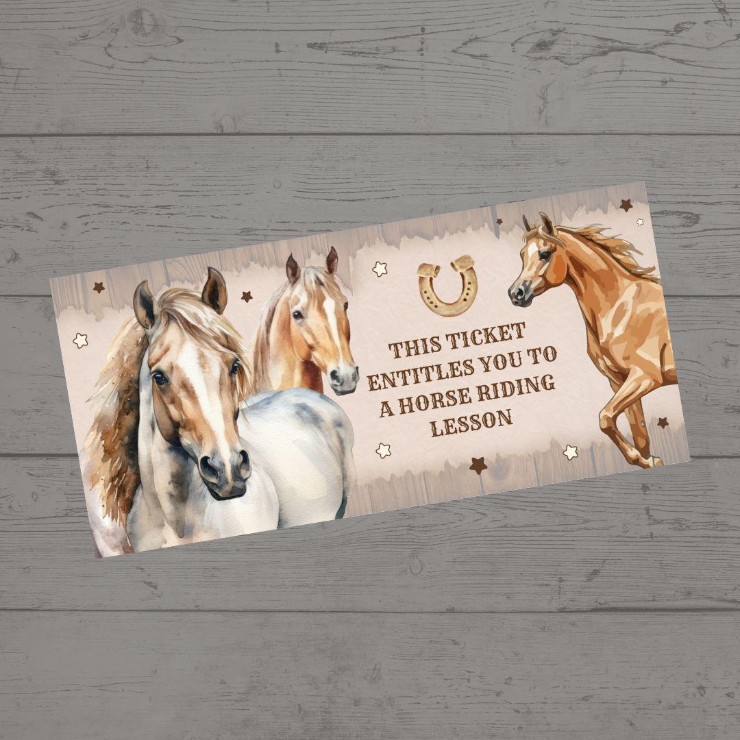Surprise Ticket Print | Personalised Horse Riding Ticket Voucher | Gift Idea - Dinky Designs