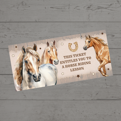 Surprise Ticket Print | Personalised Horse Riding Ticket Voucher | Gift Idea - Dinky Designs