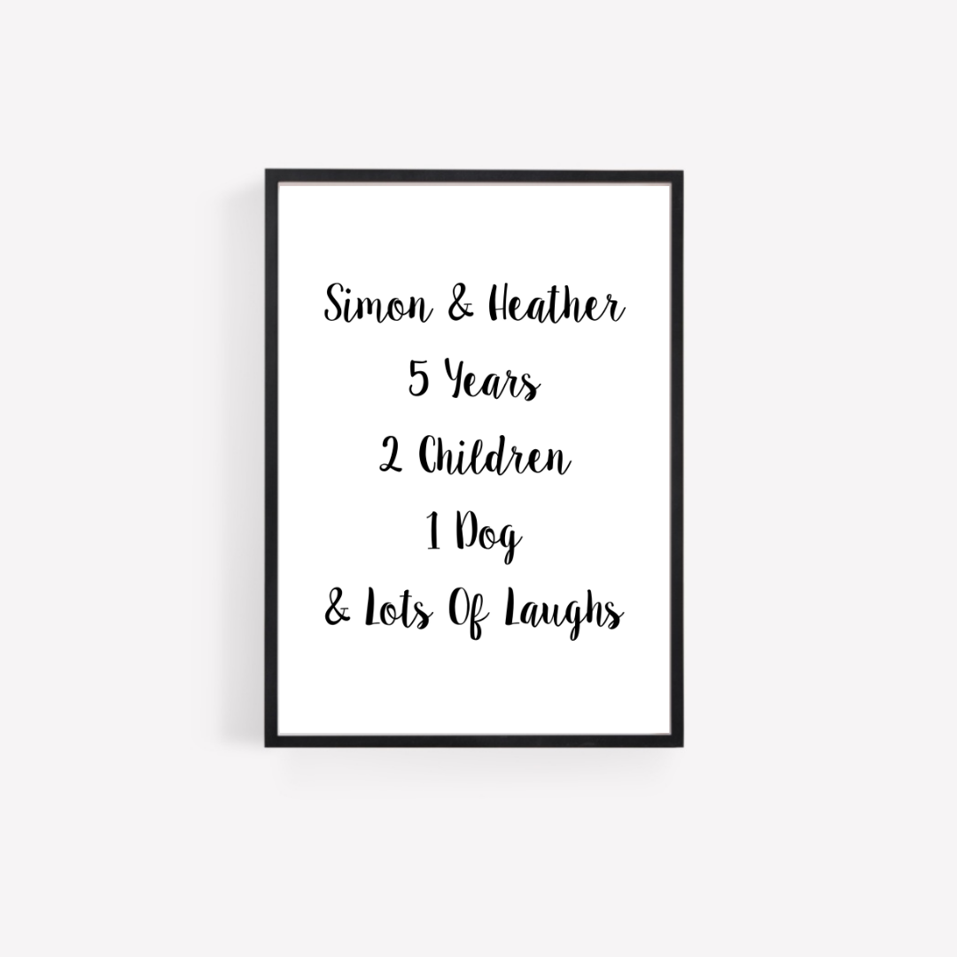 Family Print | Personalised Couple Print | Life Print | Family Gift - Dinky Designs