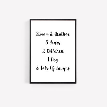 Family Print | Personalised Couple Print | Life Print | Family Gift - Dinky Designs